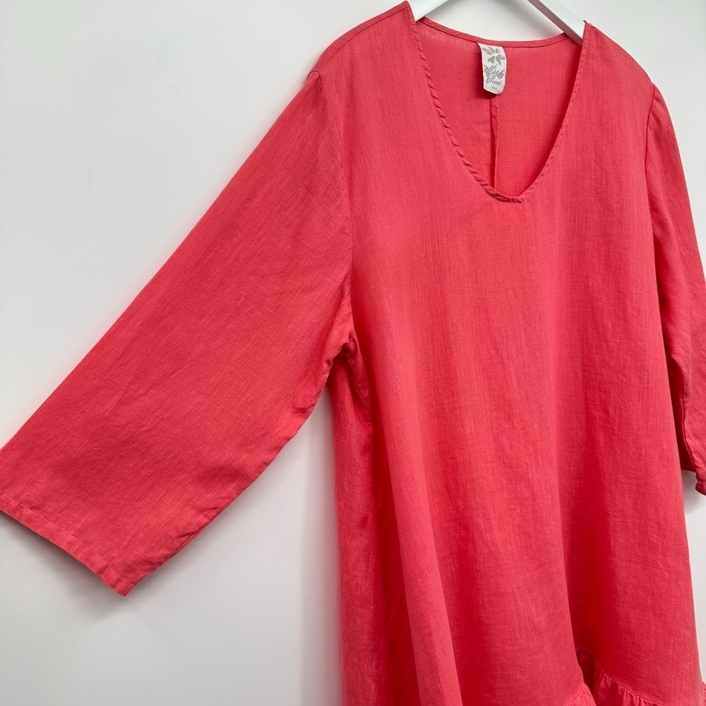 Match Point Tunic Shirt Dress Size XL 100% Linen Lagenlook Coastal Beachy Boho - Picture 2 of 11